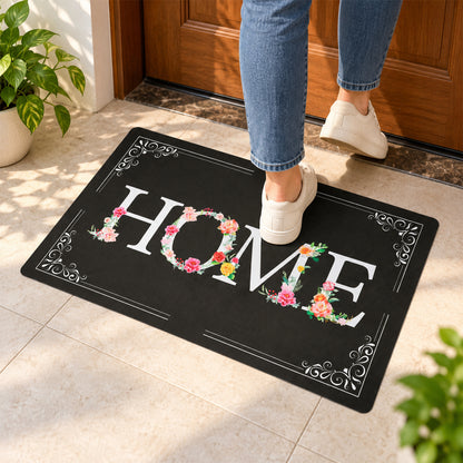 Decorative Door Mat, Floral HOME Print Non-Slip Entrance Mat (1 Pc, 75.5x44 Cm)