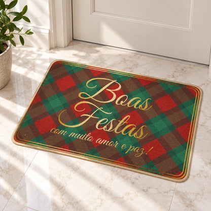 Decorative Festive Check Print Floor Mat for Indoor Doorways (1 Pc, 56.7x38 Cm)