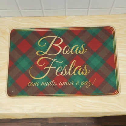 Decorative Festive Check Print Floor Mat for Indoor Doorways (1 Pc, 56.7x38 Cm)