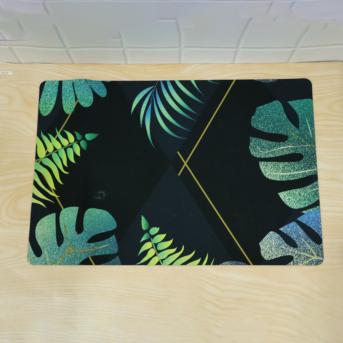 Decorative Tropical Leaf Print Floor Mat for Indoor Doorways (1 Pc, 59.5x40 Cm)