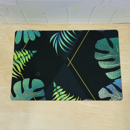 Decorative Tropical Leaf Print Floor Mat for Indoor Doorways (1 Pc, 59.5x40 Cm)
