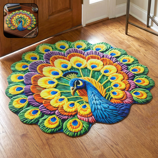 Peacock Design Decorative Floor Mat 1 Pc 58x58 Cm