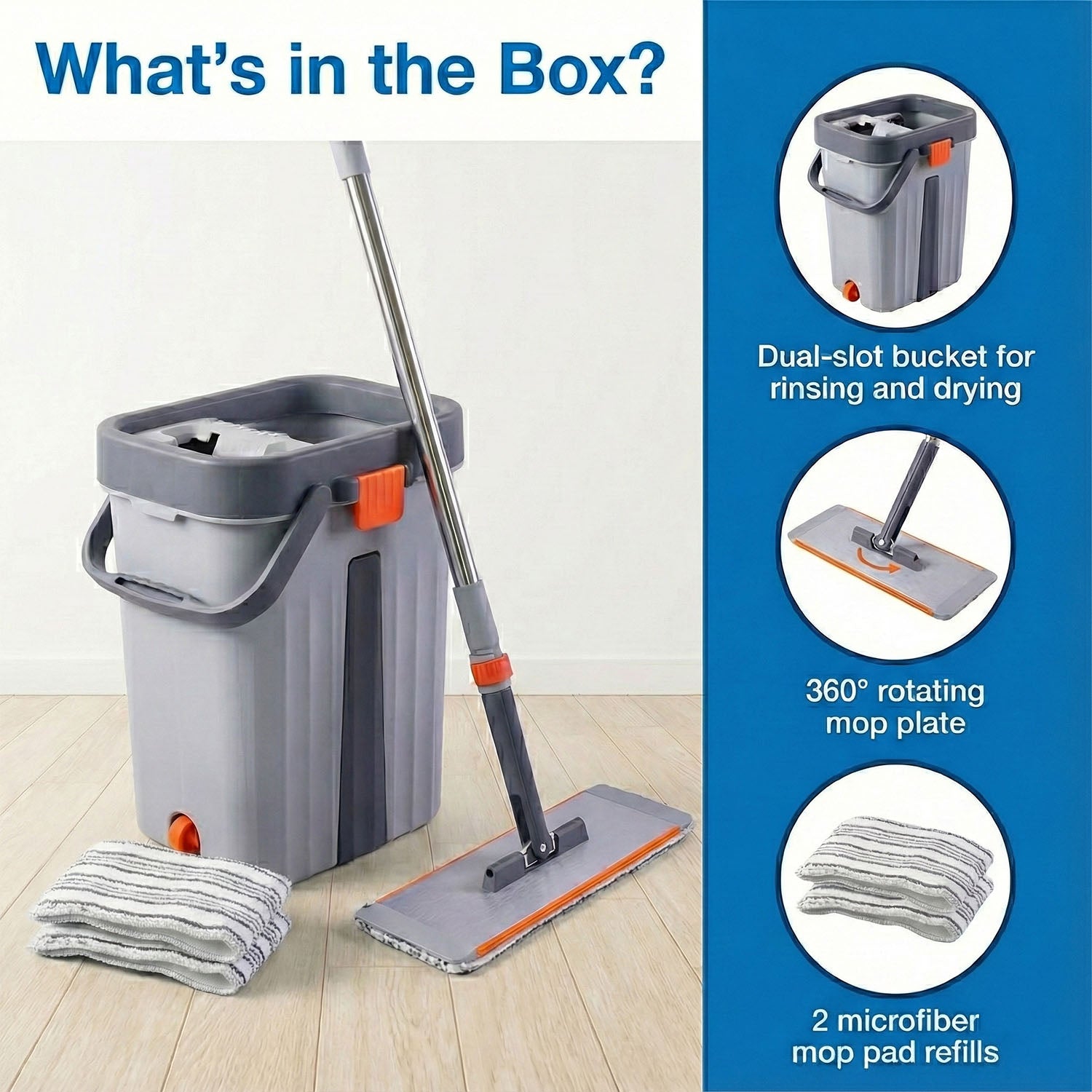 Small Size Multipurpose Flat Mop Cleaning Bucket Set