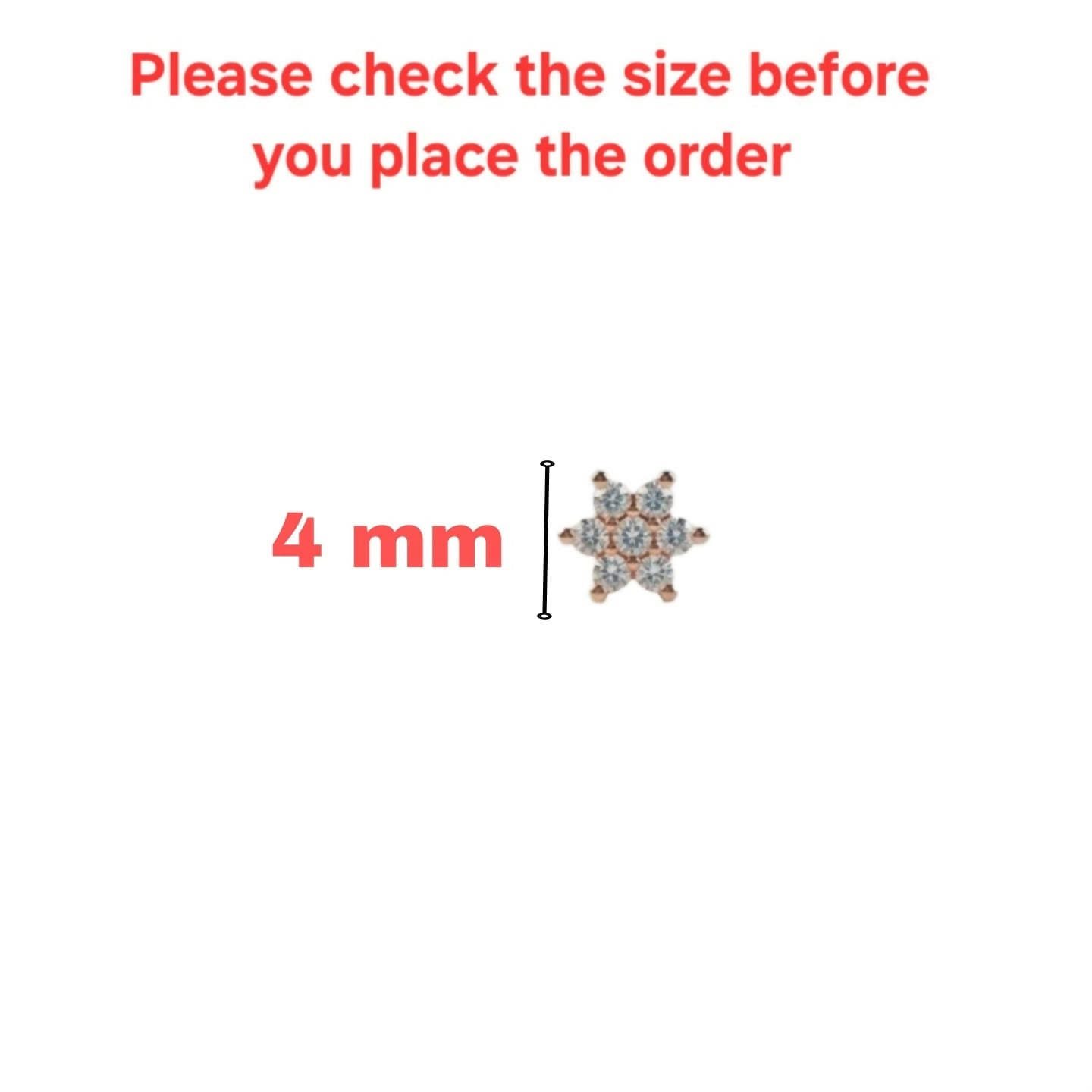 Elegant rose gold nosepin stud flat back showcasing cubic zirconia detail
