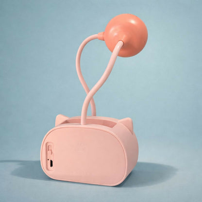 Pink Kids Desk Lamp with Pencil Sharpener and Pen Holder Study Table Light
