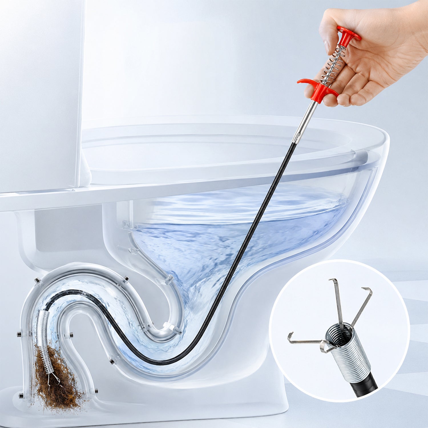 Premium Spring Drain Dredging Tool 63 Inch Sink Cleaner Claw Grabber (1 Pc)