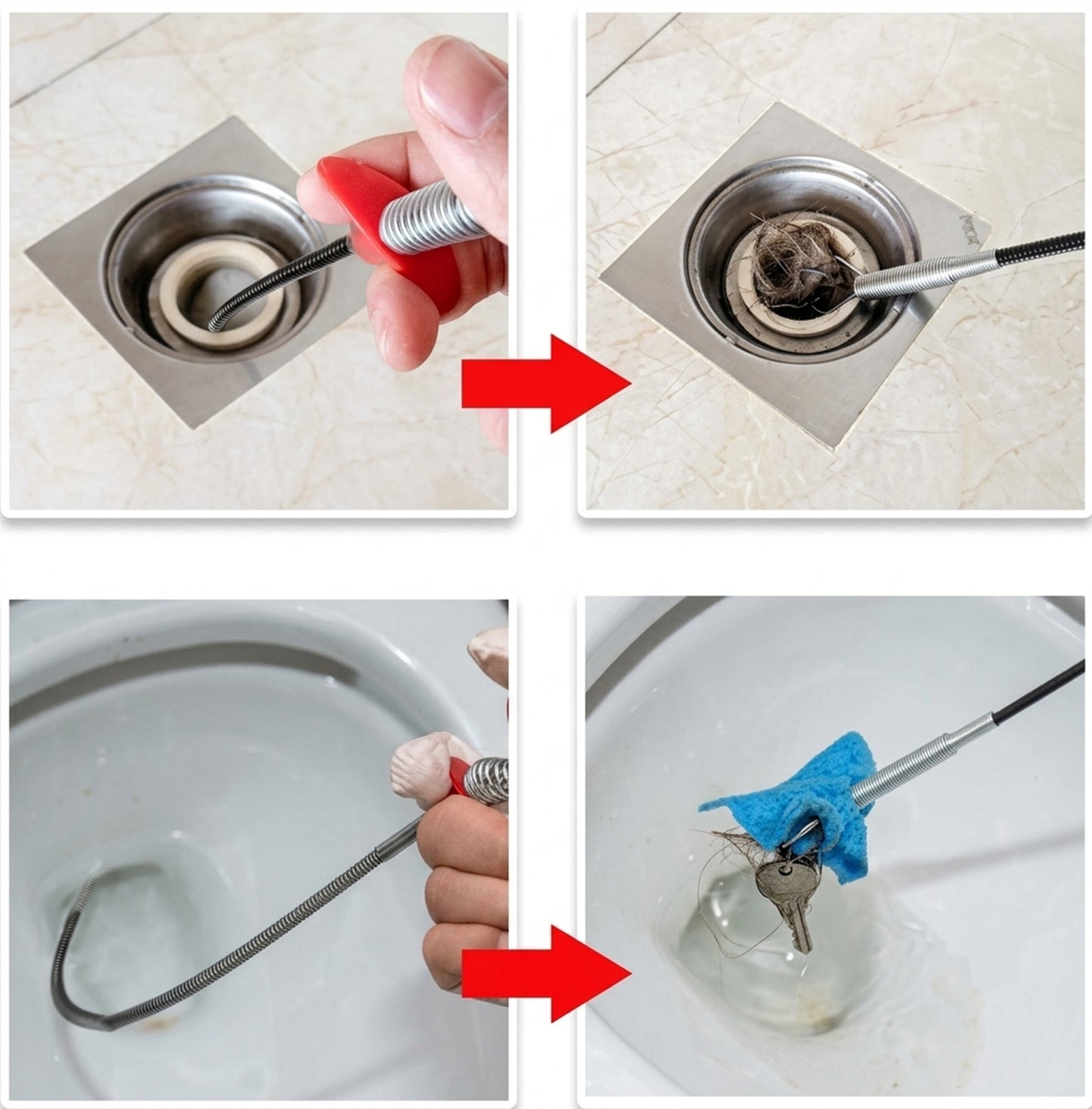 Premium Spring Drain Dredging Tool 63 Inch Sink Cleaner Claw Grabber (1 Pc)