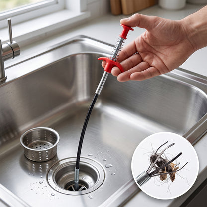Premium Spring Drain Dredging Tool 61 Inch Sink Cleaner Claw Grabber (1 Pc)