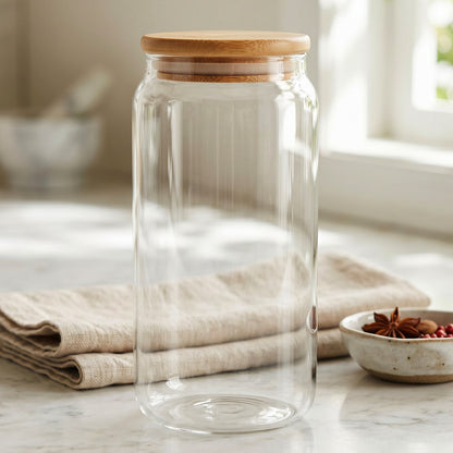Kitchen canister wooden lid jar