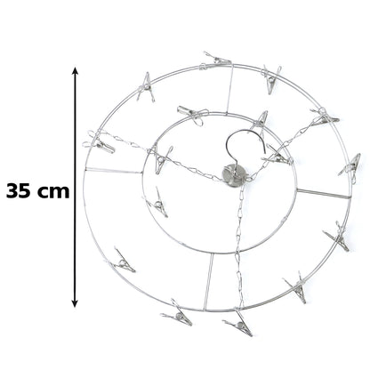Stainless Steel Round Multi Clip Drying Hanger for Socks and Underwear (1 Pc)