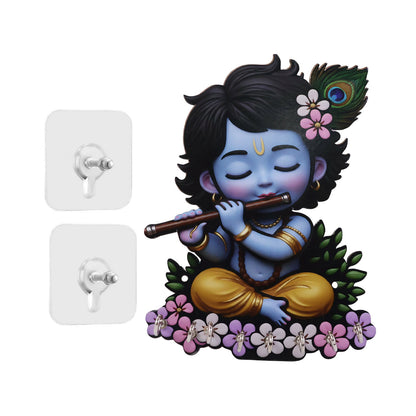 Krishna Wooden Wall Key Holder with 6 Hooks