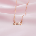 Rose Gold Plated Love Script Pendant Necklace – Elegant Sparkle