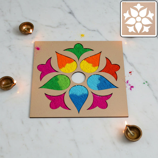 Flower Petal Rangoli MDF Design | Reusable Diwali Rangoli