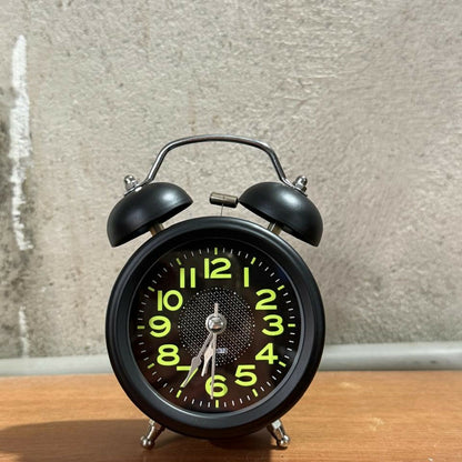 Black Vintage Twin Bell Analog Alarm Clock for Bedside & Study Table