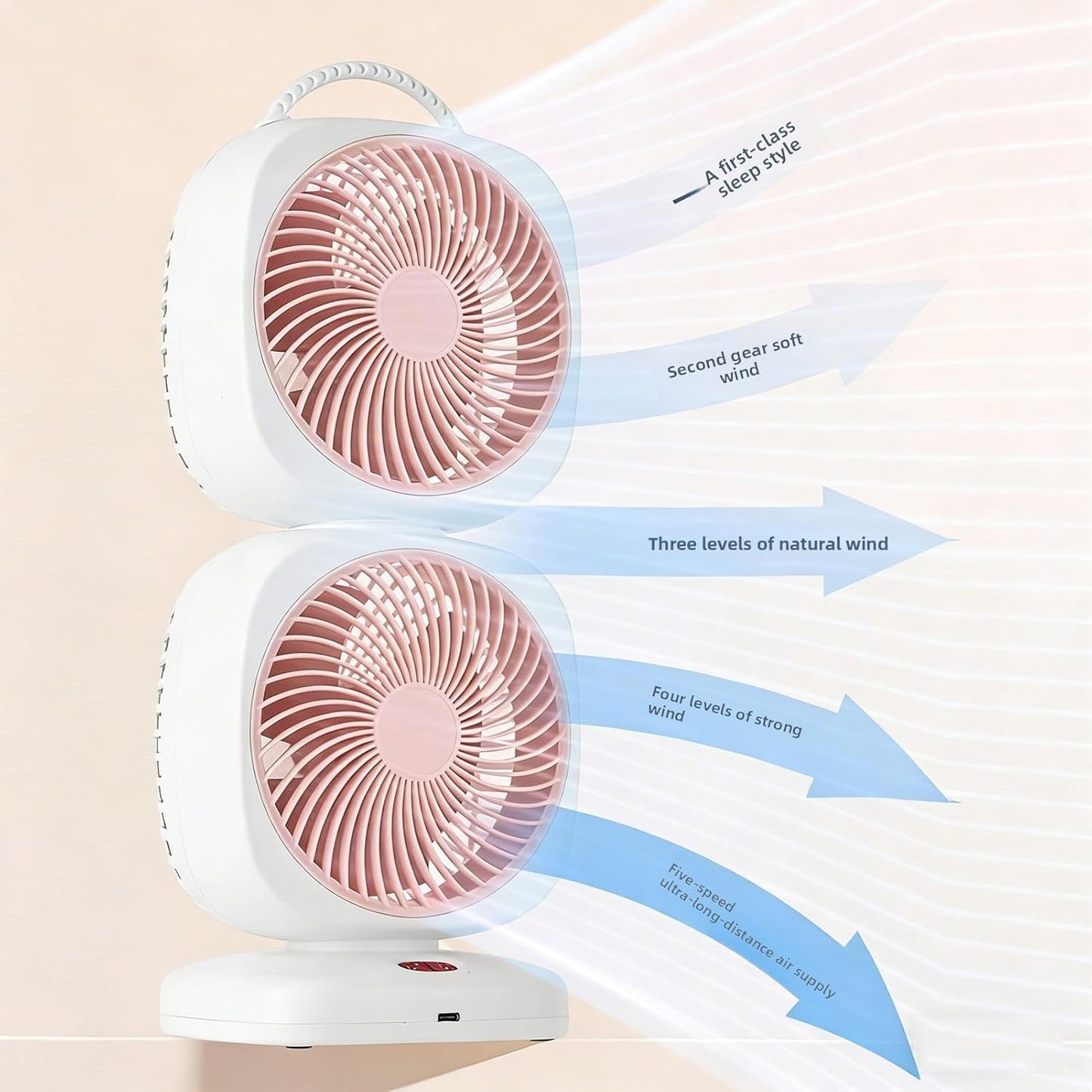 Dual layer desk fan detailed view