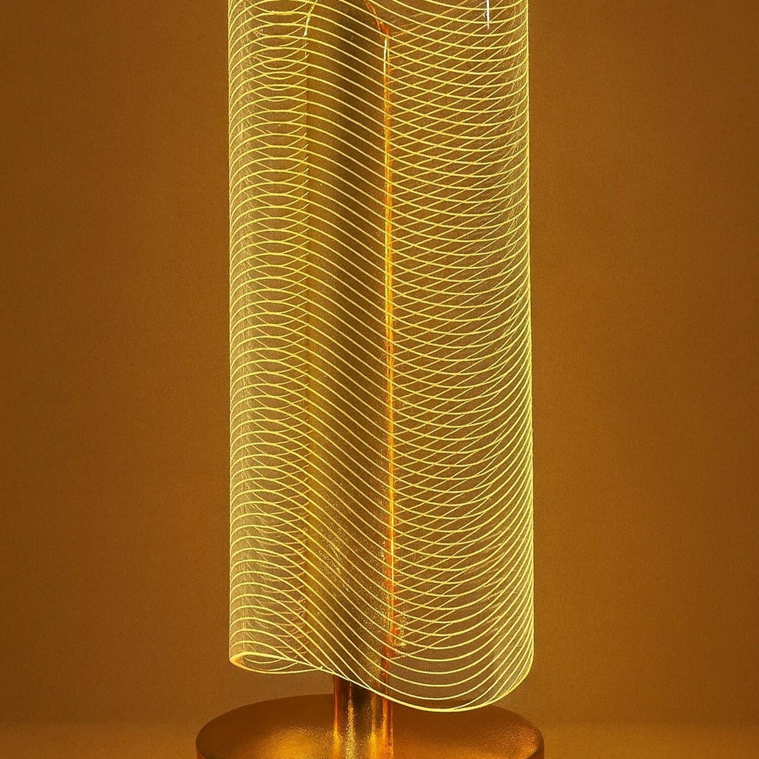 Luxury Wave Acrylic LED Table Lamp Golden for Bedroom & Living Room