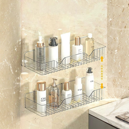 Transparent wall mounted shelf organizing kitchen spices