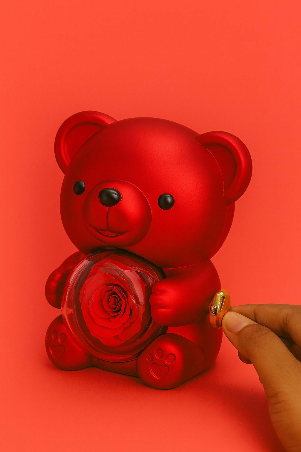 Red Teddy Bear With Eternal Rose Gift Box | Romantic Love Gift for Her & Couples