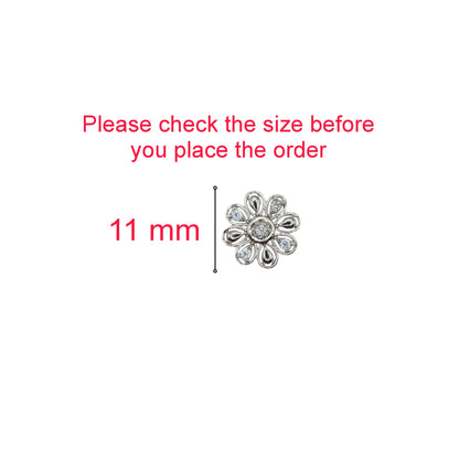 Dainty Silver Flower Stud Earrings with AD for women and girls