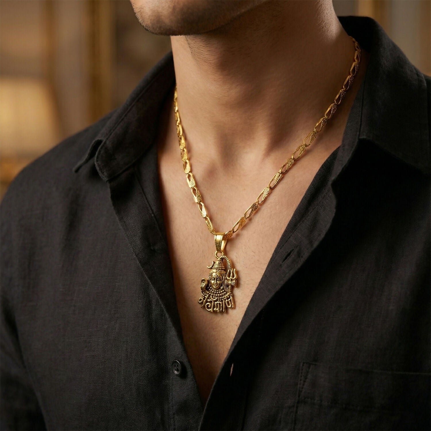 Lord Mahakal Pendant with Chain – Divine Strength Necklace