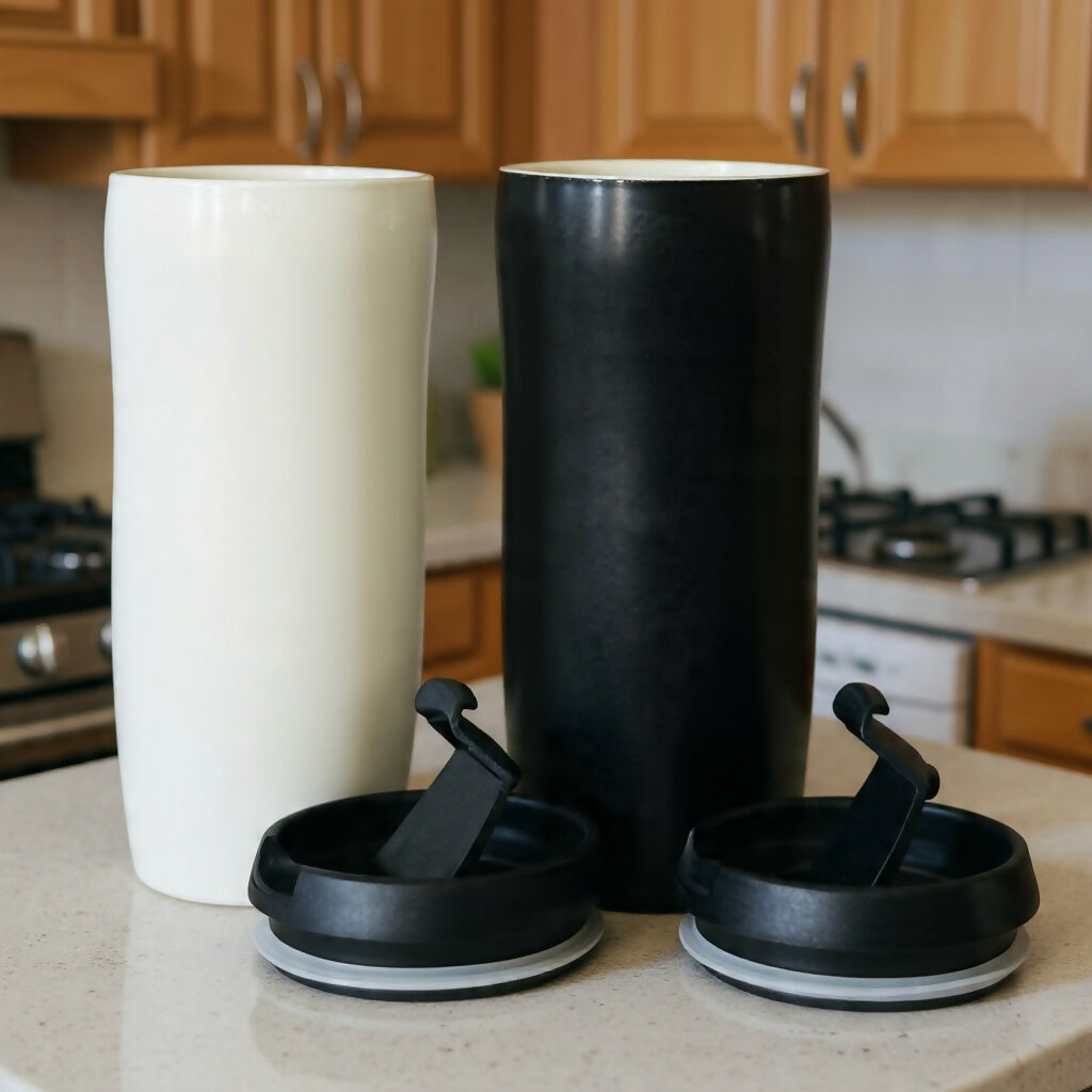 Insulated Travel Coffee Mug with Lid, Leakproof Tumbler Cup (Color may vary)