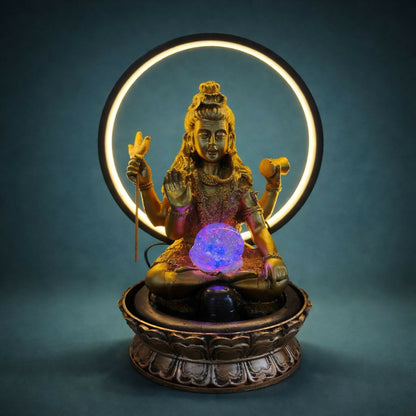 Lord Shiva LED Water Fountain with Halo Ring Light