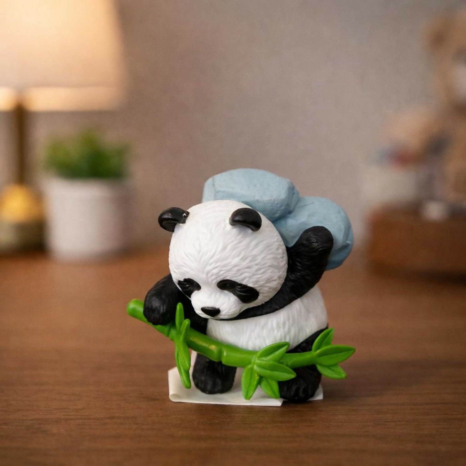 Cute Panda Bamboo poly-resin Showpiece | Mini Decorative Panda Figurine for Home