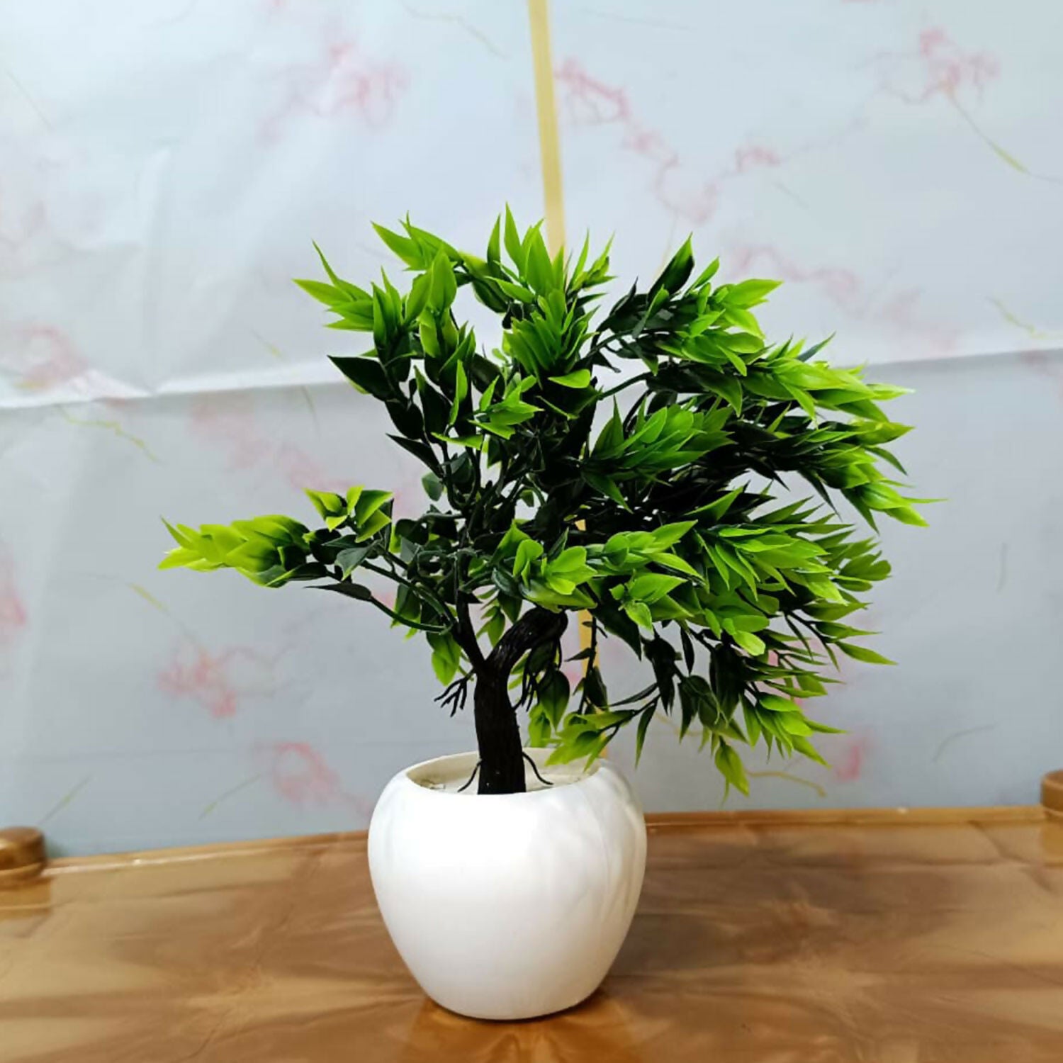 Artificial Bonsai Tree Plant with White Ceramic Pot for Home Office Table Decor