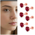 Ruby Red Nose Stud – Rose Gold Plated Flat Back Combo Pack
