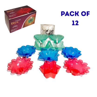 Plastic Colorful Diya Set of 12