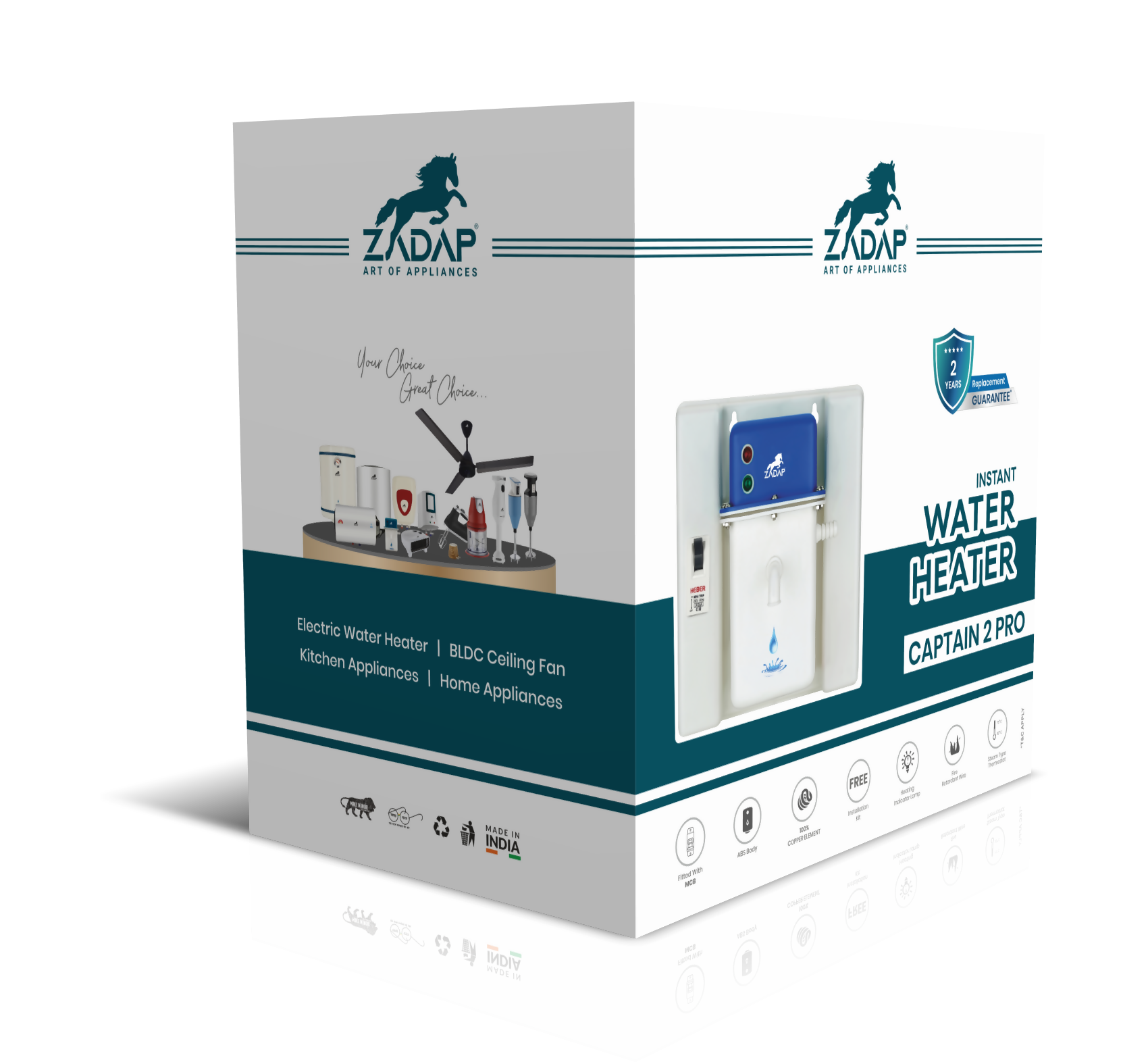 ZADAP Portable 3kW Instant Water Heater - Fast & Safe