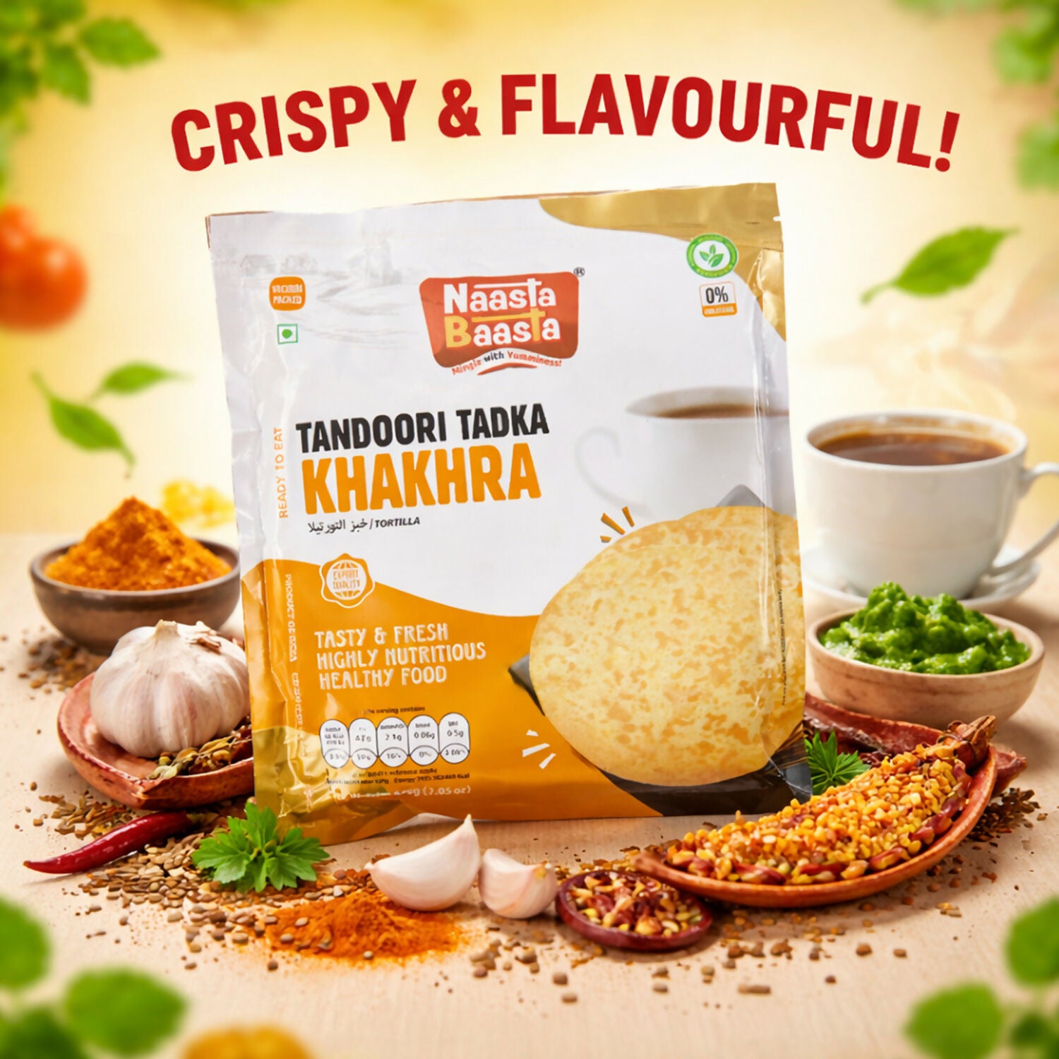Naasta Baasta Tandoori Tadka Khakhra - Crispy Ready to Eat Snack (200 Gm)