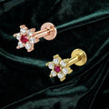 Ruby Flower Nosepin Studs – Gold & Rose Gold Combo Pack of 2