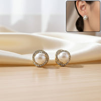 Korean Style Pearl Floral Stud Earrings for Women & Girls