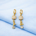 Square Drop Earrings – Gold Finish with Sparkling Stone & Star Charm