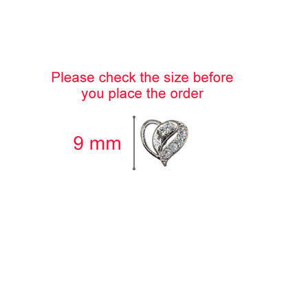 Sterling Silver Heart Stud Earrings with AD for women and girls