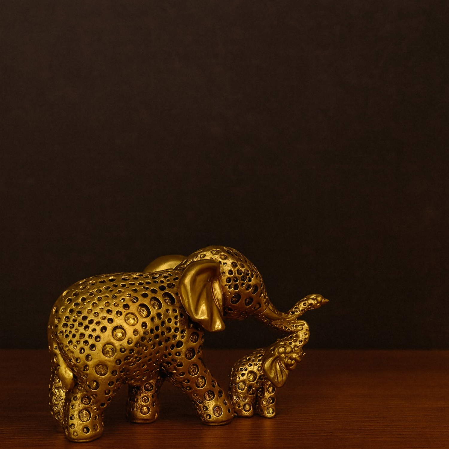 Decorative Gold Elephant Mother & Baby Showpiece for Home Décor & Gifting