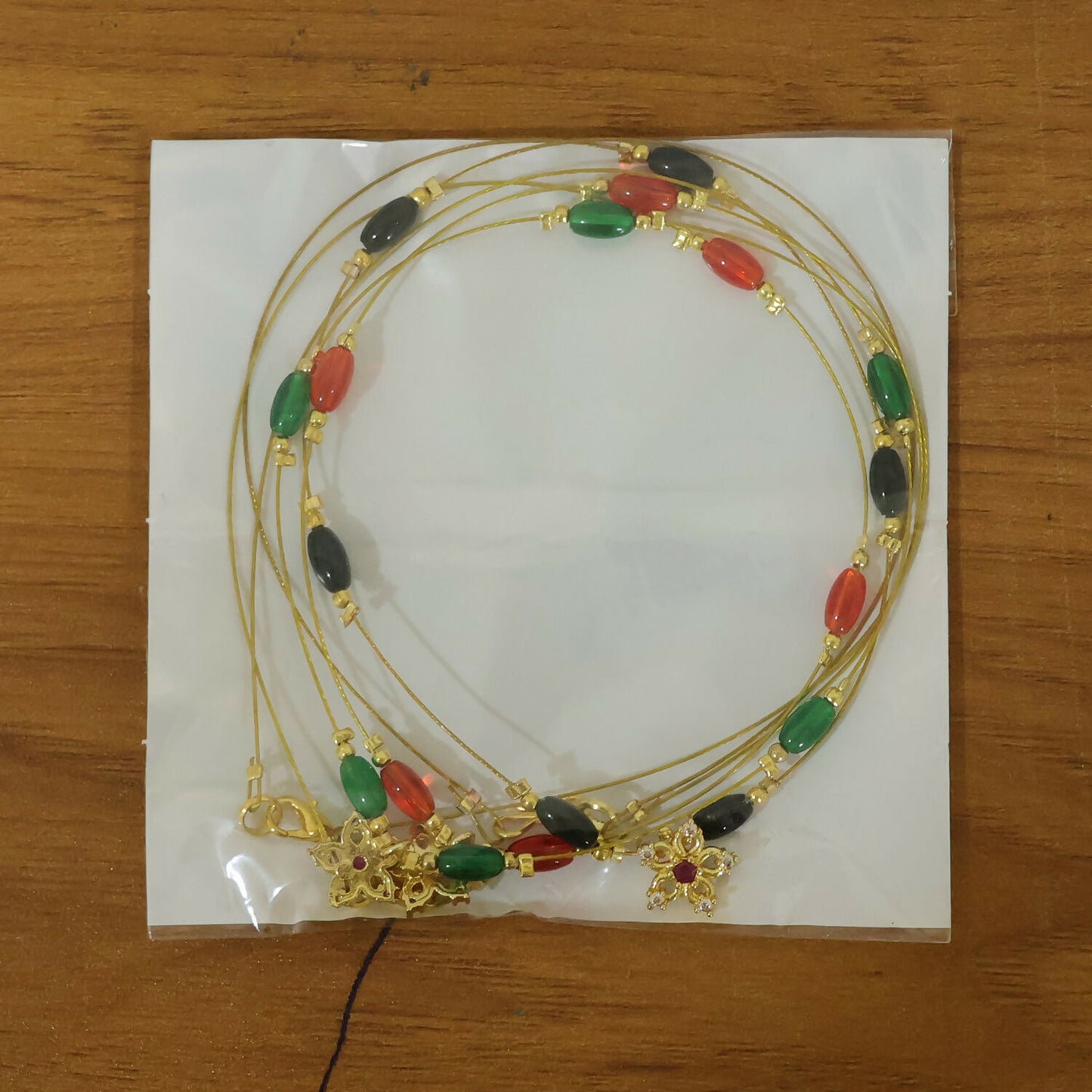Elegant Multicolor Bead Necklace with Star Flower Pendant