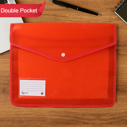 Double Pocket Document File Folder with Button Closure for Office, School Mix Colour
