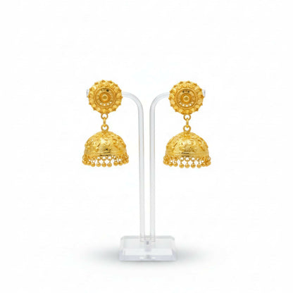 Elegant Golden Jhumka Earrings for Women & Girls – Traditional Fancy Jewellery