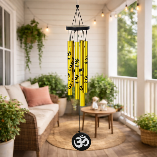 Golden Om Metal Wind Chime for Home Balcony Entrance and Garden Decor