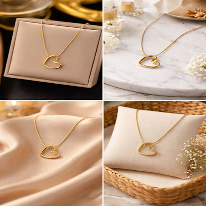 Elegant Gold Heart Pendant Necklace for Women – Minimalist Love Charm Jewelry