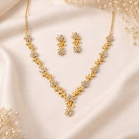 Everlasting Bloom V-Necklace with Floral Motif Design and Elegant Detailing