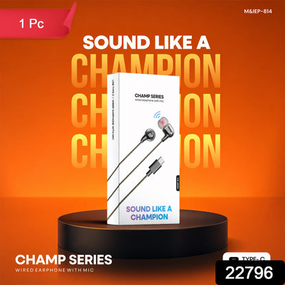 Champ Series Wired Type-C Earphones with inline mic controls