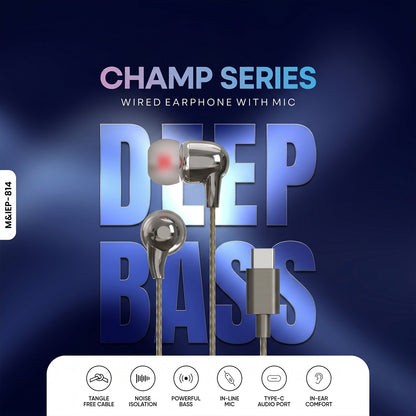 Champ Series Wired Type-C Earphones cable and connector close-up