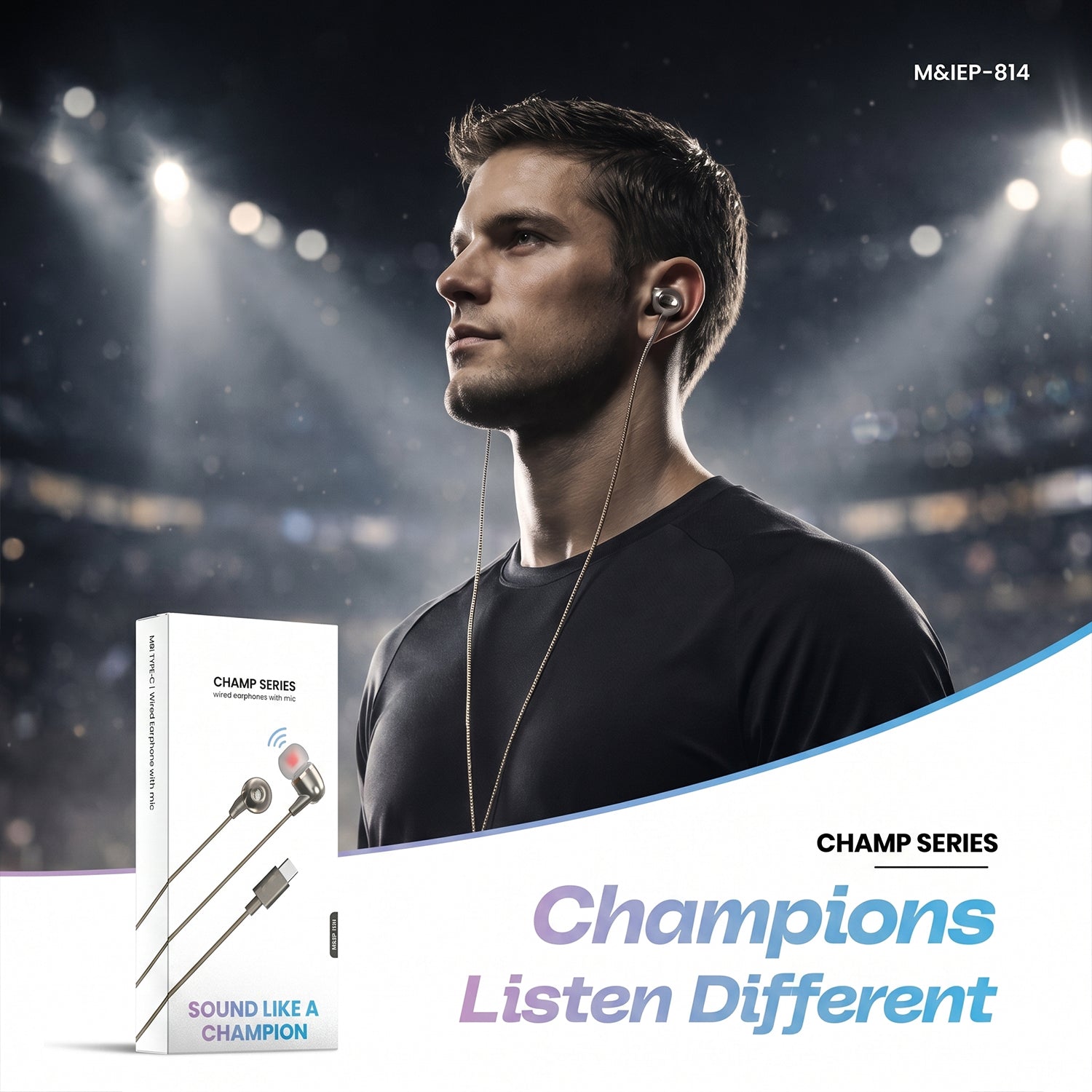 Champ Series Wired Type-C Earphones with Mic front view
