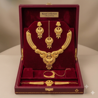 Elegant Ethnic Jewellery Combo for Women with Necklace, Earrings, Tikka and Nath Set