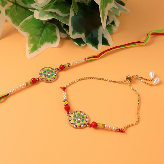 Designer Rakhi Bracelet Combo with Pearls
