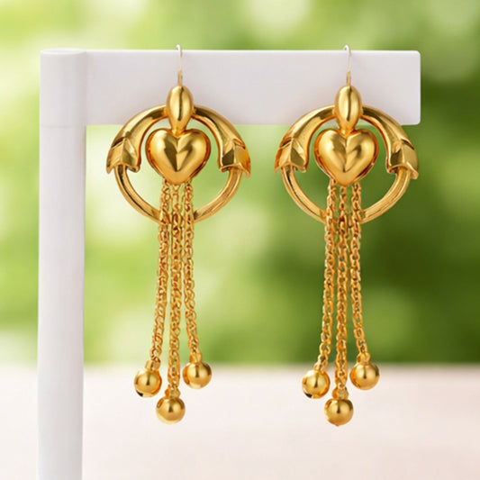 Elegant Golden Drop Earrings for Women & Girls | Lightweight Stylish Party Wear Earrings