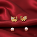 Gold Butterfly Bow Stud Earrings – Elegant 18K Gold-Plated Jewelry